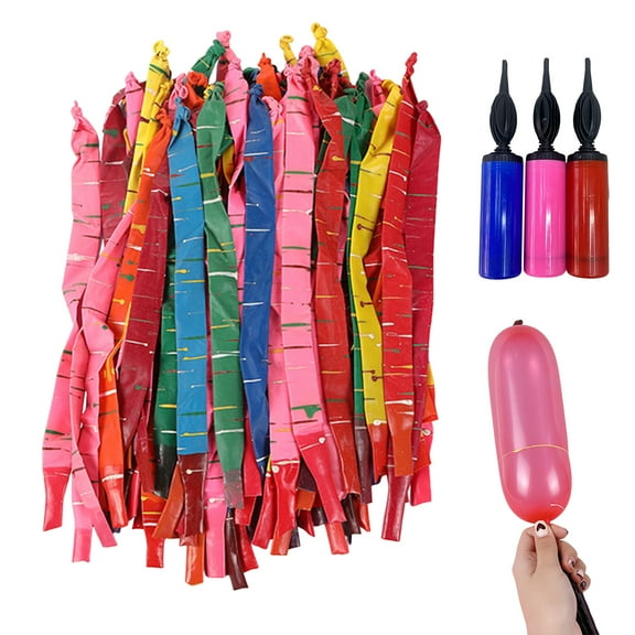 QDXFX 100 Pcs Rocket Balloons with Pump Colorful Long Rocket Balloons with Whistling Noise for Birthdays Events Party Supplies,1 Set