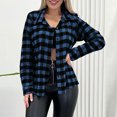 thumbnail image 2 of UPPADA Fall Flannel Plaid Shirt for Women Button Down Buffalo Shackets Shirts Classic Loose Fit Casual Blouses Blue,M, 2 of 6