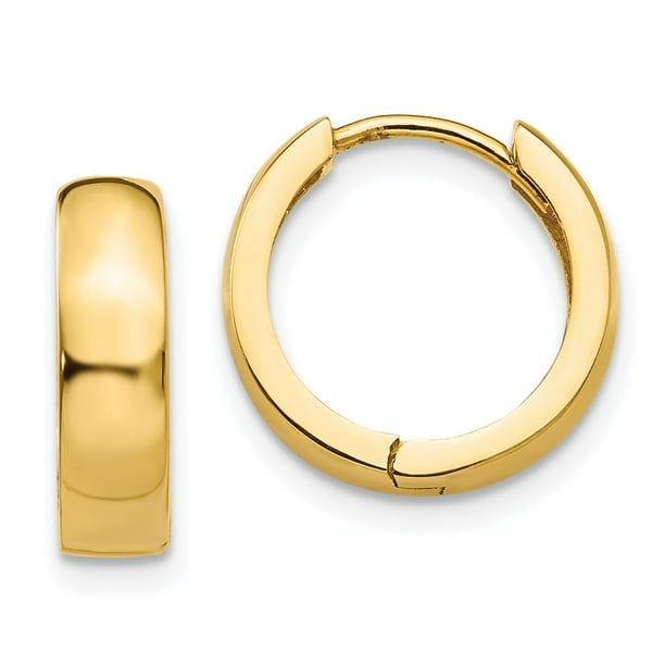 AA Jewels Solid 14k Yellow Gold Hinged Hoop Huggie Earrings 12mm x