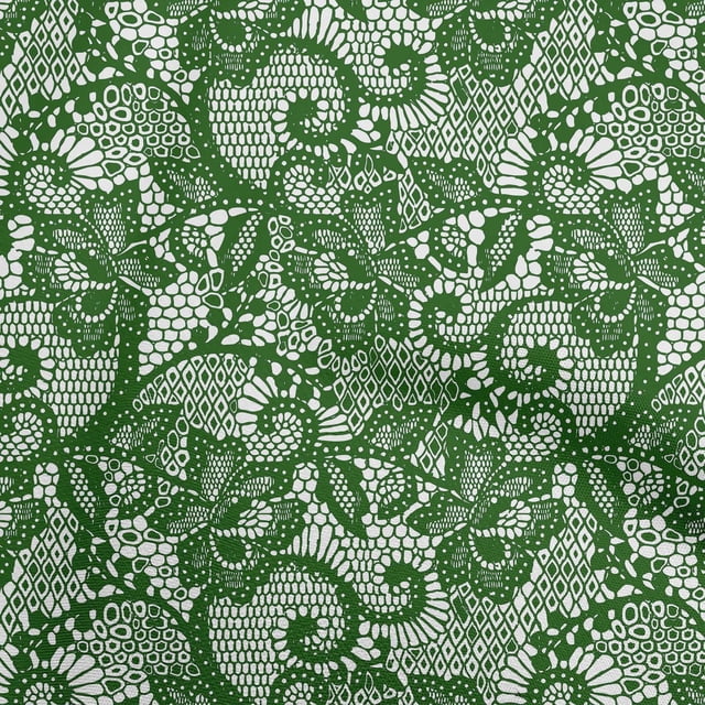 oneOone Cotton Cambric Dark Green Fabric Lace Floral Sewing Craft Projects Fabric Prints By Yard 56 Inch Wide