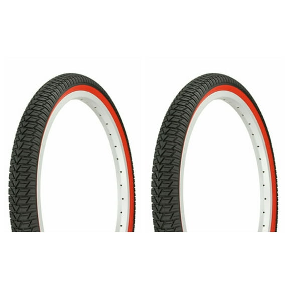 Tire set. 2 Tires. Two Tires Duro 20" x 1.75" Black/Red Side Wall. bike Tires, lowrider bike Tires,lowrider bicycle Tires, bmx bike Tires,chopper bike Tires