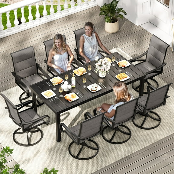 Uforic Set of 2 Cushioned Outdoor Dining Chairs with  Padded High Back for Patio Deck Garden, Gray
