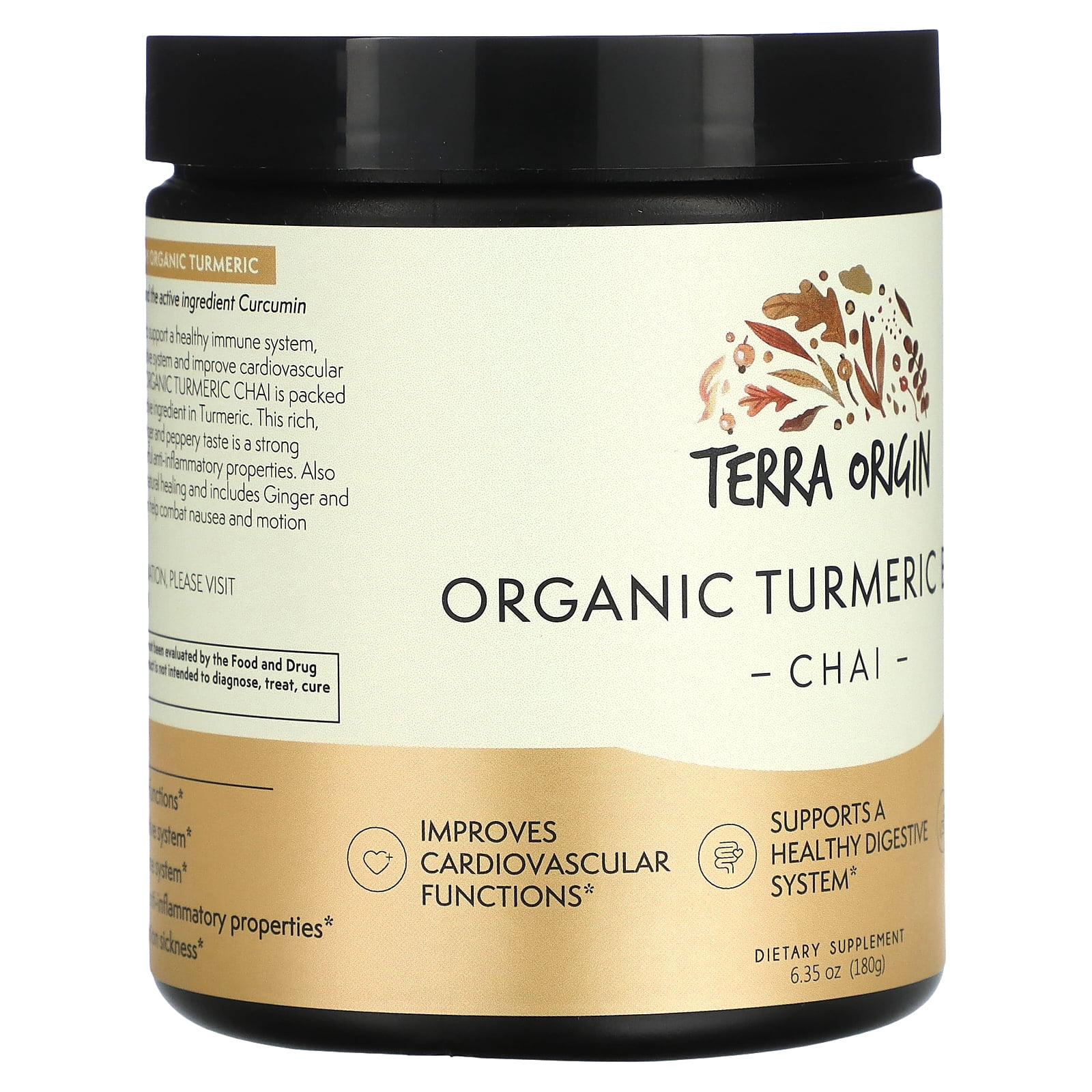 Terra Origin Organic Turmeric Blend, Chai, 6.35 oz (180 g)