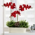 thumbnail image 6 of 38 Inch Artificial Phalaenopsis Flowers for Outdoors 5 Pcs Faux Orchid Flowers Stem Plants for Home Living Room Office Garden Decor (Red), 6 of 7