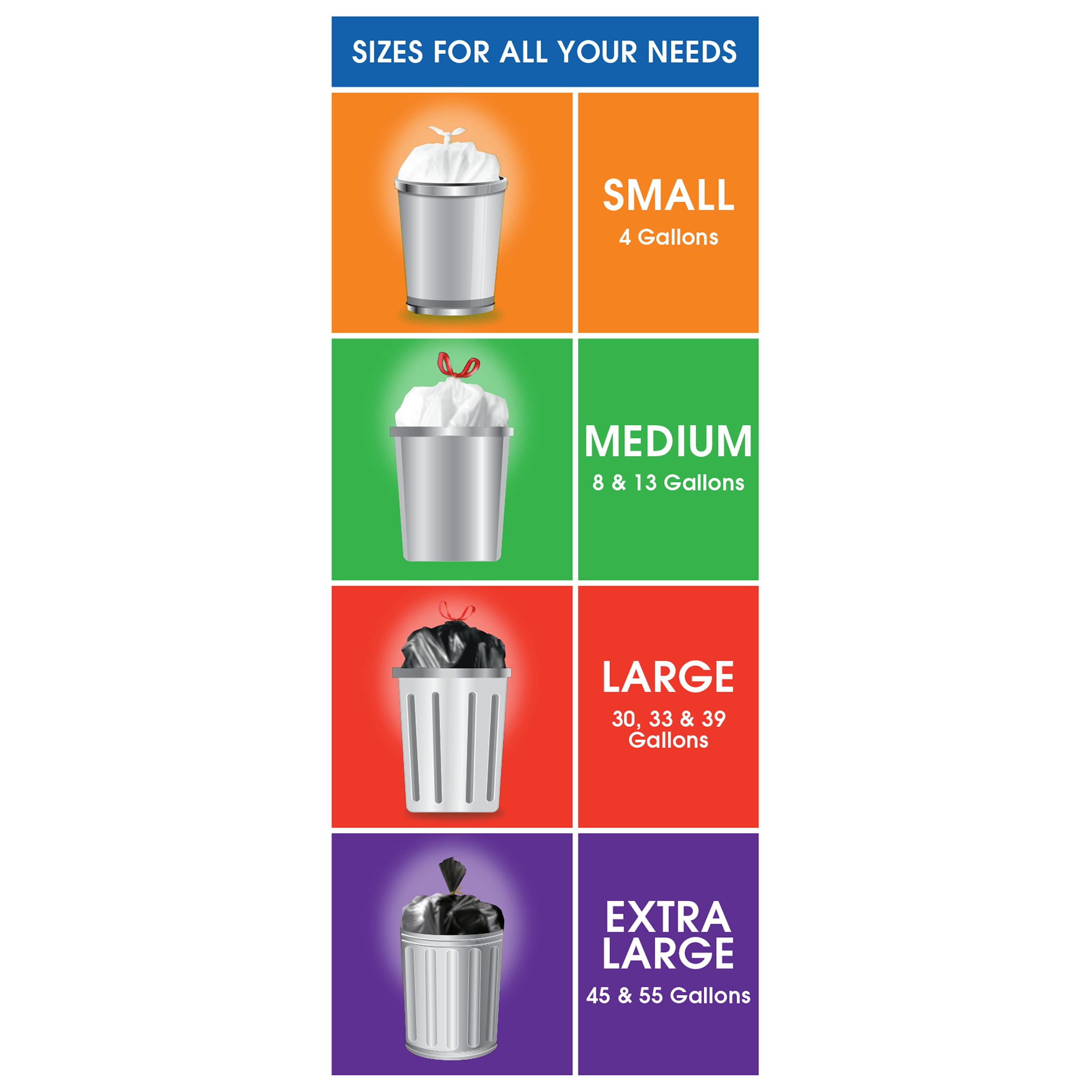 Great Value 30-Gallon Large Flap Tie Trash Bags, 20 Bags
