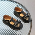 thumbnail image 4 of CUZIBR Baby Girls Dress Shoes Cute Solid Color Cute Bow Lace Trim Adjustable Strap Leather Princess Mary Jane Sandals Soft Sole Low Heel Party Wedding Outdoor Casual Cozy Footwear,Black,4-4.5 Years, 4 of 4