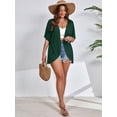 thumbnail image 7 of SHOWMALL Women's Plus Cardigan Short Sleeve Open-Front Lightweight Summer Cover Up 1X Dark Green, 7 of 7