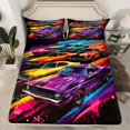 thumbnail image 2 of Erosebridal Colorful Racing Car Twin Sheet Sets,Graffiti Hippie Style Bedding Twin Size,Retro Race Car Bed Sheets Set Twin Size,Microfiber Room Decor,3 Pieces, 2 of 7
