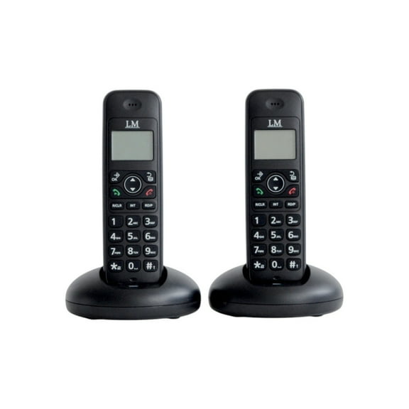 Set DE 2 Teléfonos INALÁMBRICOS LM mod. LM-1702-1 COLOR Negro