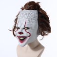 thumbnail image 3 of Máscara de payaso de Halloween de Joker, espeluznante y loco, sonrisa siniestra, pelo rojo, película asesina de látex, accesorios de Cosplay, cabeza completa de látex para adultos, 3 of 5