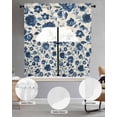 thumbnail image 2 of Navy Blue Floral Swag Curtains for Living Room/Bedroom Windows, Spring Retro Botanical Flowers Kitchen Curtains and Valances Set 36 Inch Length, Light Filtering Swags Valance Curtain Panels, 2 of 5
