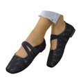 thumbnail image 3 of Women's Spring Ballet Style Flat Pumps Open Toe Lace Up Design Soft Sole Lightweight Comfortable Elegant Casual Shoes For Daily All Day Wear Black 37, 3 of 9