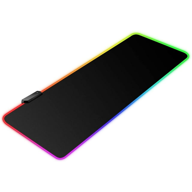 RGB Gaming Mouse Pad X Large, Black Extended LED Mouse Pad 30% Larger Size(31.5"×11.8"), Anti-Slip Base Computer Keyboard Mouse Mat for Gaming Computer/Laptops/Office Desk