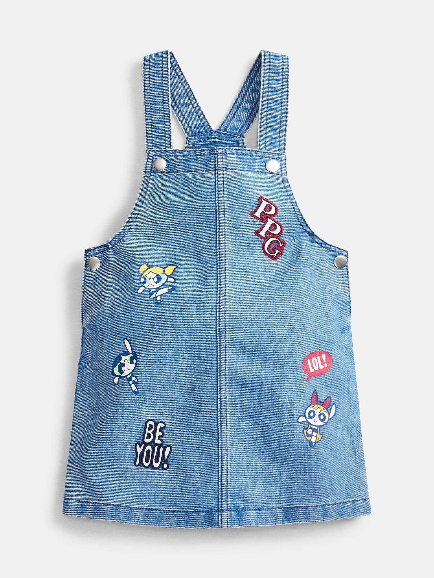 Powerpuff Girls Girls Graphic Ribbed Tee and Denim Jumper Dress Set, 2 Piece, Sizes 4-12