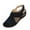 Black, variant on Women Fashionable Casual Hollow Solid Color Toe Bag With Sandals Thick Soled Wedge Heels Black Size 9