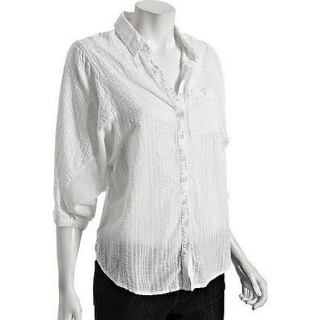 - New 1501 FREE PEOPLE White Seersucker Cotton Button Front Shirt Women's XS $88