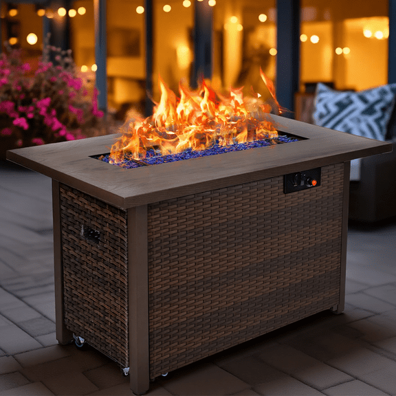 Grezone 42'' Propane Gas Fire Pit Table 50,000 BTU Auto-Lgnition Gas Firepit