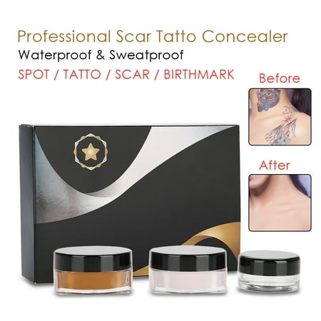 Yosoo Upgrade Professional Scar Tattoo Concealer Vitiligo Hiding Spots Makeup Cover Cream Set, Tattoo Concealer, Cover