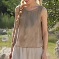 thumbnail image 2 of Yubnlvae Oversized Linen Camisoles for Women - Spaghetti Strap Sleeveless Tops (Baggy Beach Shirts, Trendy Tunic Fit) Coffee XL, 2 of 5