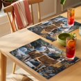 thumbnail image 4 of Autumn Forest Deer Placemats Set of 6 Vintage Elk River Place Mats Indoor Wipeable Table Mats Washable Cloth Dining Table Placemats for Kitchen Holiday Party Home Decor 13x19 Inch, 4 of 9