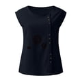 thumbnail image 4 of Pompotops Femme Été Décontracté Sans Manches Gilet à Boutons Col Rond Blouse Ample Haut Actif Femme, 4 of 4