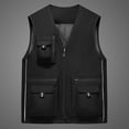 thumbnail image 2 of Krdevn Male Casual Solid Vest Coat Stand Collar Multi Pocket Sleeveless Zipper Pocket Coat Vest,Tank Tops Men,4XL, 2 of 4