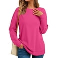 thumbnail image 5 of Sweatshirts for Women No Hood Crewneck Loose Fit Fleece Pullover Fall Fashion Clothes with Pocket Hot Pink S, 5 of 7