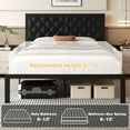 thumbnail image 5 of Lifezone Bed Frame with Upholstered Headboard, Queen, Metal Support, No Box Spring Needed, Black, 5 of 7