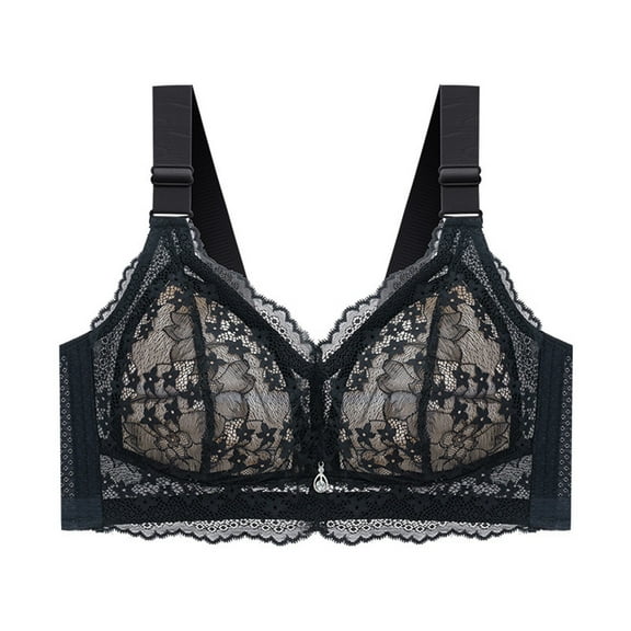 Bigersell Comfortable Bras for Women Clearance Woman Color Comfortable Hollow Out Perspective Bra Underwear No Underwire Balconette Bra Style F-1018 Black 36BC