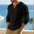 thumbnail image 6 of WTOBBY Men's Casual Long Sleeve Henley Shirt Three-Button Placket, Comfortable Solid Color, Fall and Winter T-Shirt for Daily Wear, Layering, and Relaxed Style,Black 3XL, 6 of 7