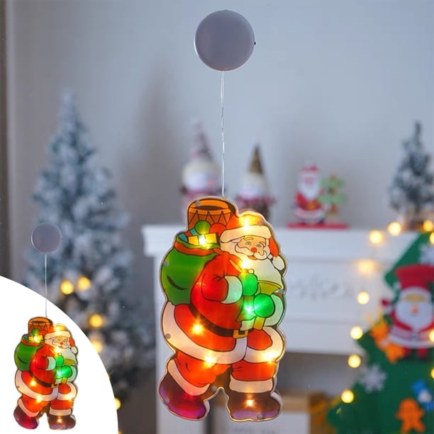 Añade Glamour Invernal con Luces Navideñas para Ventanas: Decoración con Forma de Muñeco de Nieve y Ventosas para El Hogar y La Tienda.