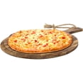 thumbnail image 7 of MyGift Round Brown Burnt Wood 12 Inch Pizza Peel Board Serving Tray with Handle & Hanging Rope, 7 of 7