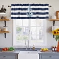 thumbnail image 4 of 2 Panels Navy Blue Stripe Nautical Valance for Windows, Aqua Anchor Summer Coastal Light Filtering Kitchen Curtains, Rod Pocket Window Treatment Curtain Valances for Living Room Bedroom, 42"x12", 4 of 9