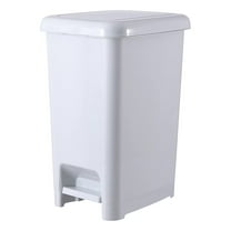 Superio Slim Step On Pedal Plastic Trash Can, Waste Bin - 10 Qt, White Smoke