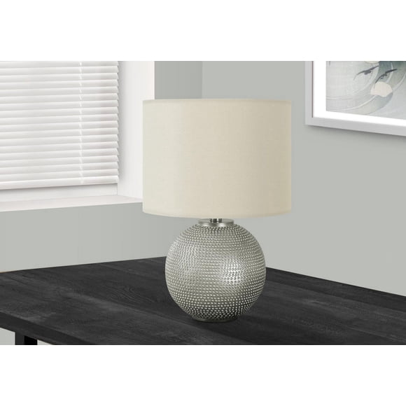 Monarch Specialties Lighting, 19"h, Table Lamp, Grey Resin, Ivory / Cream Shade, Modern