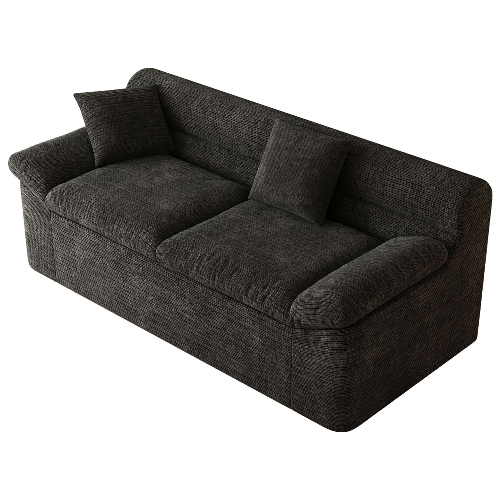 Leumius 71" Boneless Sofa,3 Setaser Couch with Deep Seat,Comfy Loveseat Sofa,for Living room, Bedroom,Conference room ,Apartment,No Assembly,Antique Black
