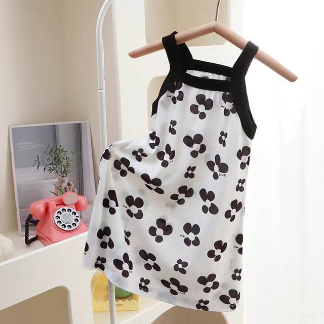 Robes pour Bébé Fille Sans Manches, Robe d'Été Trapèze, Jolies Robes Imprimées pour Filles, Robes de Fête du Thé pour Filles
