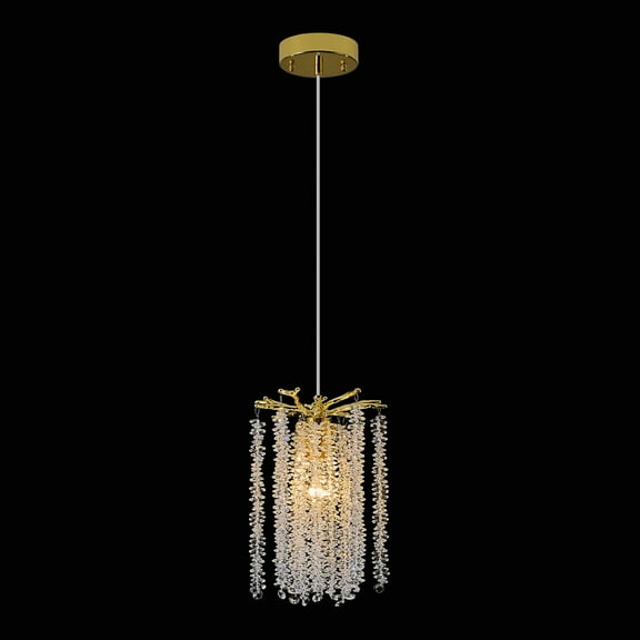 Contemporary Crystal Tree Branch Chandelier Modern Gold Raindrop Pendant Light Fixture 7.9" Luxury Round Chandeliers for Dining Room Kitchen Bedroom Living Room