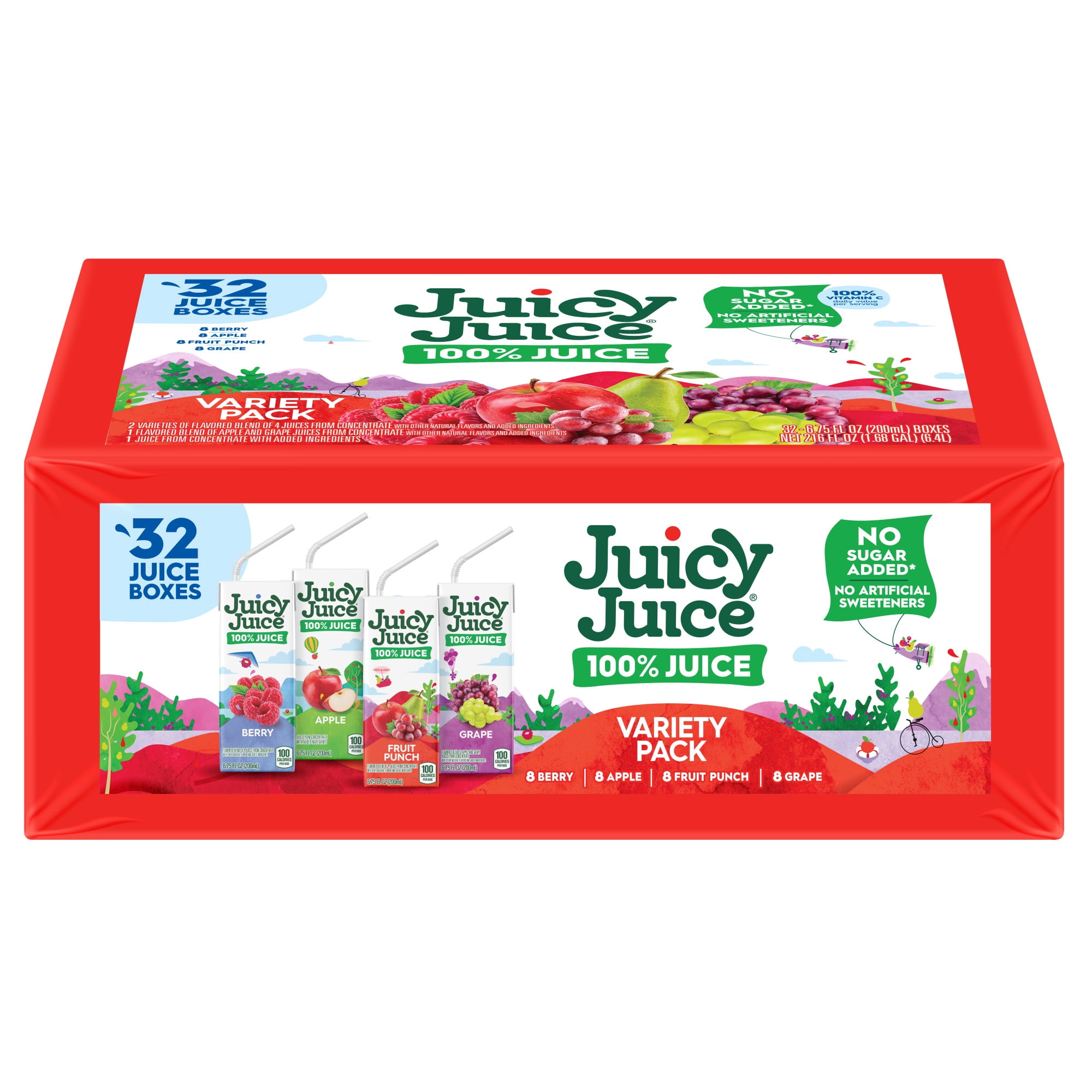 Juicy Juice 100% Juice, Shelf Stable Juice Box Variety Pack, 32 Count, 6.75 fl oz Boxes
