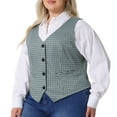 thumbnail image 2 of DARING DIVA Women's Plus Size Vintage Plaid Steampunk Button Vest 3X Blue Green, 2 of 6