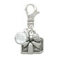 thumbnail image 2 of Delight Jewelry Silvertone Small Present - Silvertone Clip on Charm with Clear Crystal Drop, 2 of 5