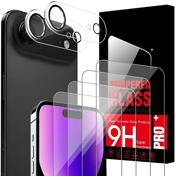 Screen Protector Compatible with iPhone 17 Air[4 2 Pack] 4 tempered glass screen protectors   2 lens protectors, Anti-Fingerprint, HD tempered glass, 9H High Hardness, Drop and Scratch Resistance