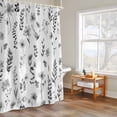 thumbnail image 4 of Gray Floral Leaf Shower Curtain, Watercolor Eucalyptus Botanical Spring Waterproof Shower Curtain Set with 12 Hooks Lightweight Bath Curtains Fabric Bathroom Decor 36x72 Inches, 4 of 9