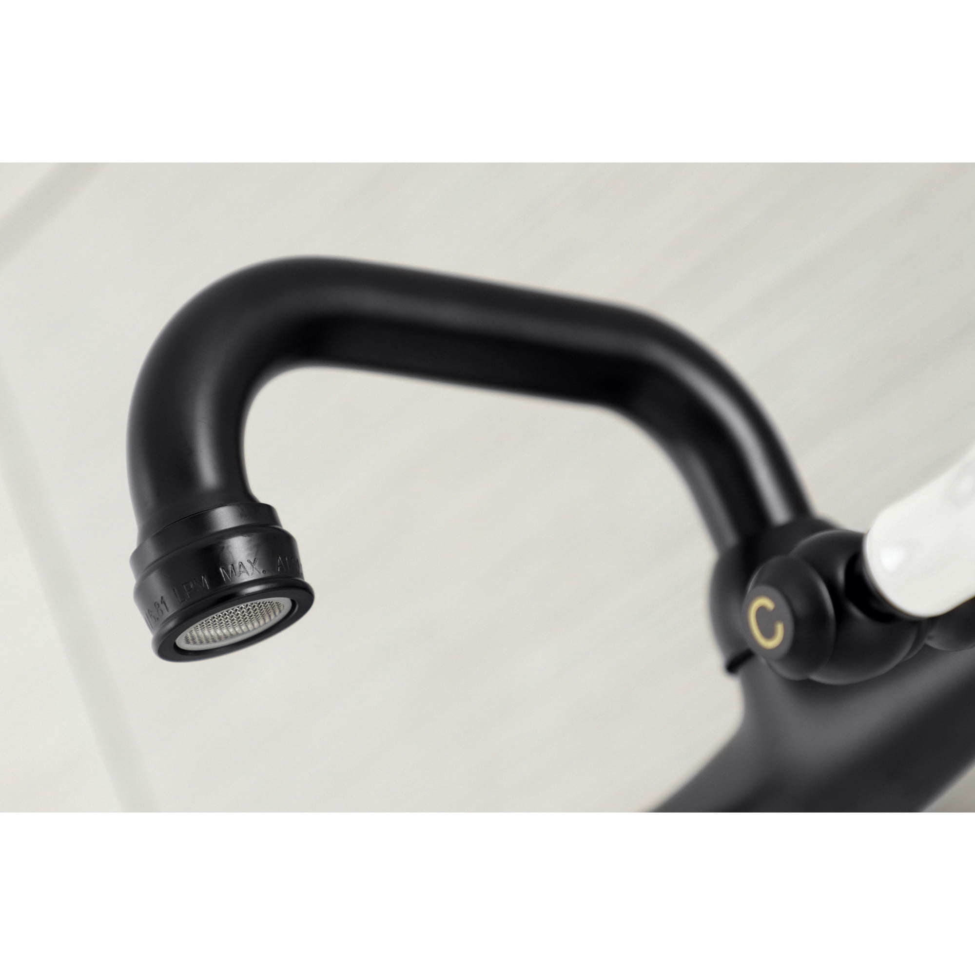 Kingston Brass KS512MB Kingston Two-Handle 2-Hole Wall Mount Bar Faucet in Matte Black
