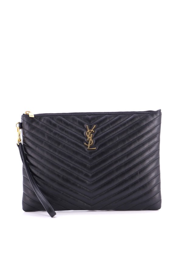 Pre-Owned Classic Monogram Wristlet Pouch Matelasse Chevron Leather Medium By Rebag