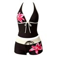 thumbnail image 7 of Womens Tankini Bathing Suits,2 Piece Swimsuit Polka Dots Colorblock V Neck Tankini Set with High Waisted Shorts Y2K Bikini Set Cute Beach Vintage Bathing Suit 2000S Halter Top Swimsuit Bronze L, 7 of 7