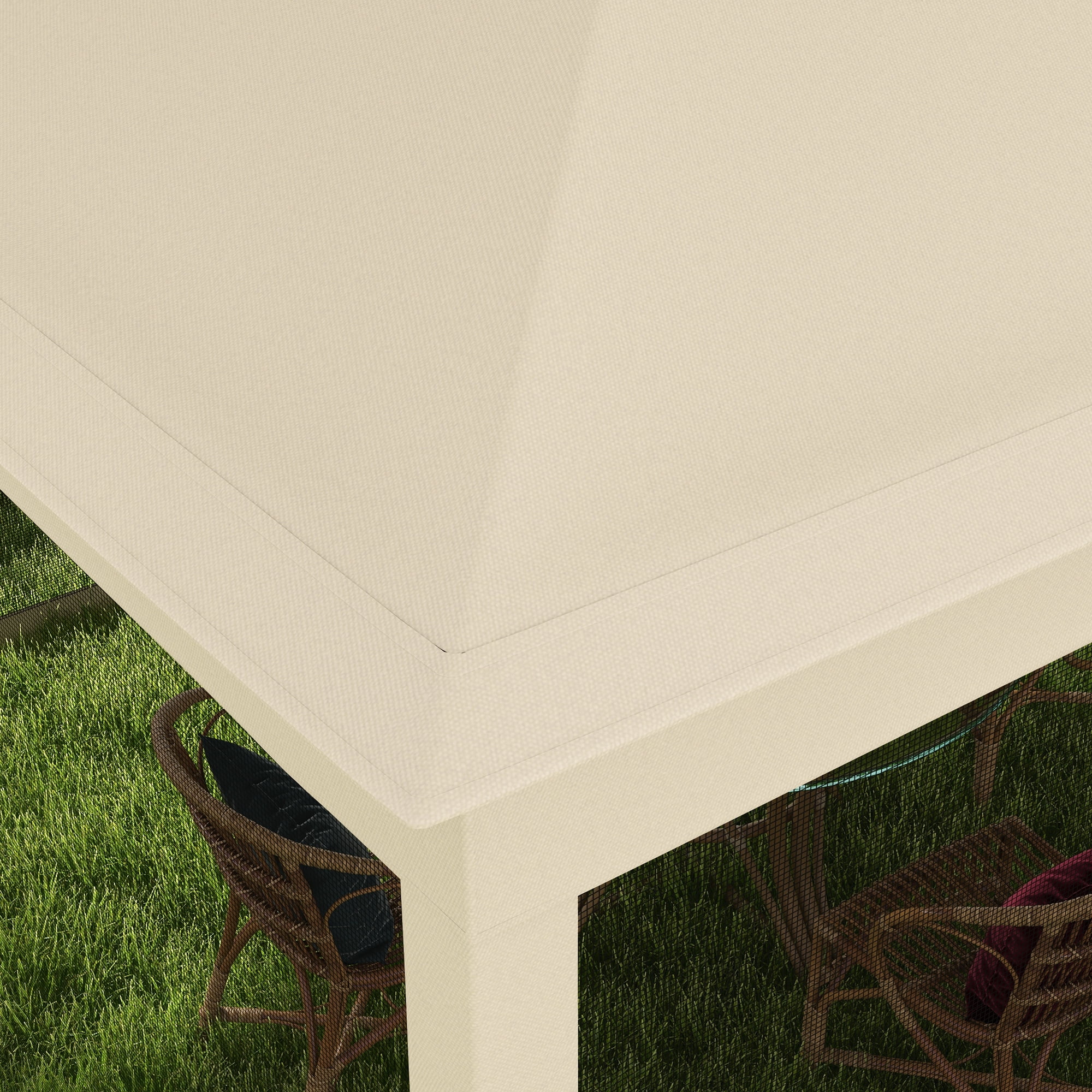 Outsunny 10.7' x 10.7' Pop Up Gazebo Outdoor Canopy Shelter with 2-Tier Soft Top & Removable Zipper Netting, Event Tent with Large Shade, Beige