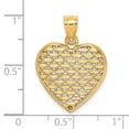 thumbnail image 2 of FJC Finejewelers 14k Yellow Gold 3d Puffed Heart with Horizntal Bright Cut Lines Charm, 2 of 5