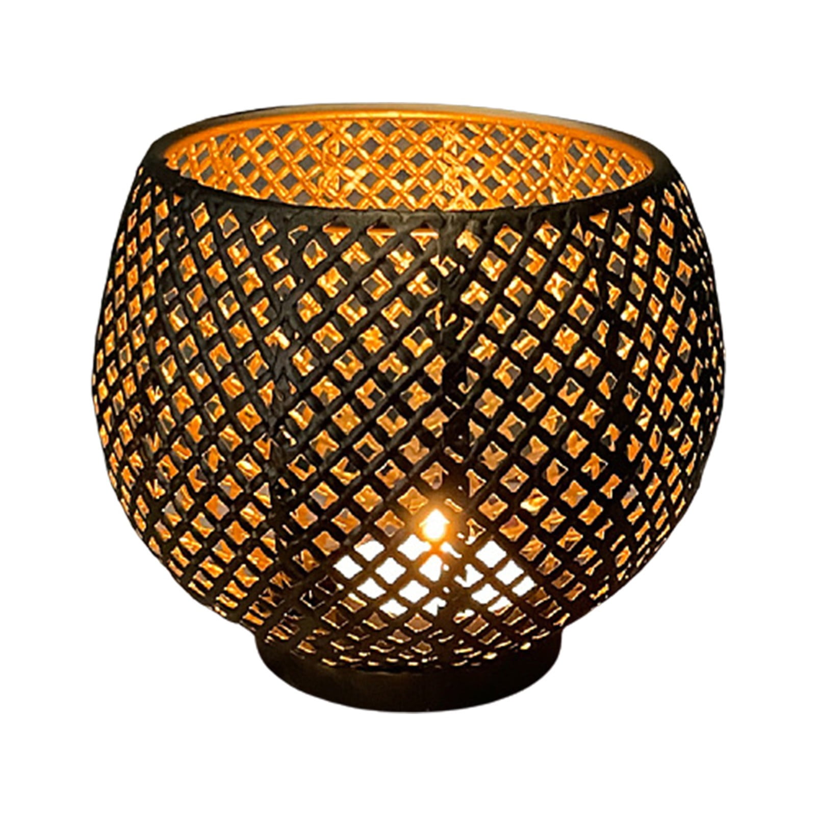 GYZEE Retro Ball Candle Holder Metal Hollow Out Moroccan Crafts Table Decor No Candle