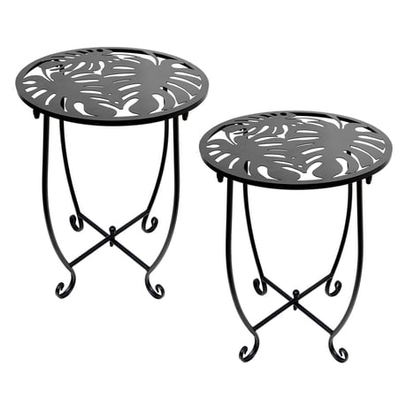 Small Side Tables for Small Space, 2 Pack Metal Outdoor Indoor Side Table, 15" Tall Patio Side Table, 10 Inch Round Side Table, Weather Resistant Mini Metal Round Side Table Pool Chair Side Table